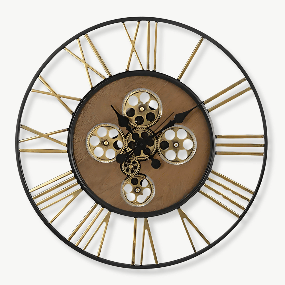 Suuri steampunk-seinäkello rattailla