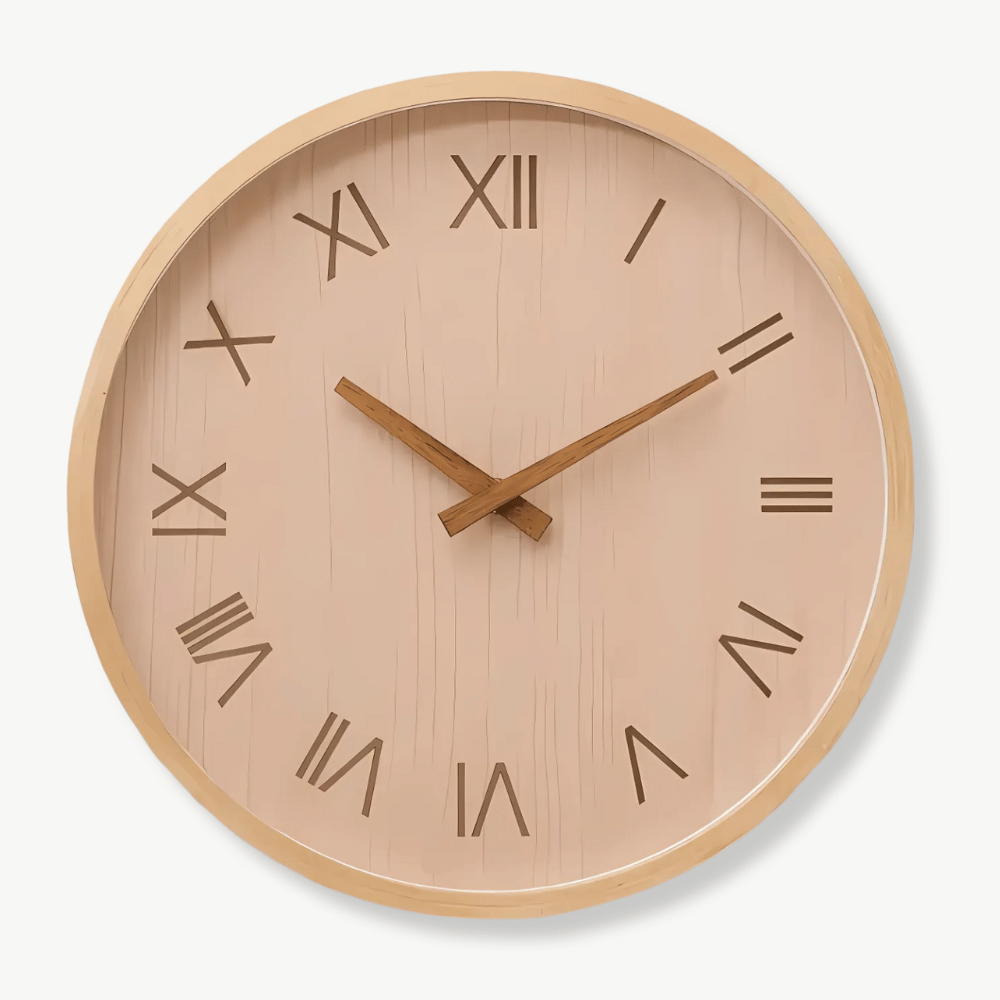 Puinen roomalaisnumeroinen design-seinäkello