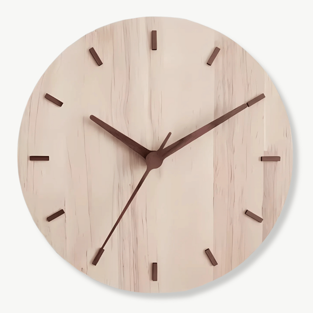 Minimalistinen puinen seinäkello