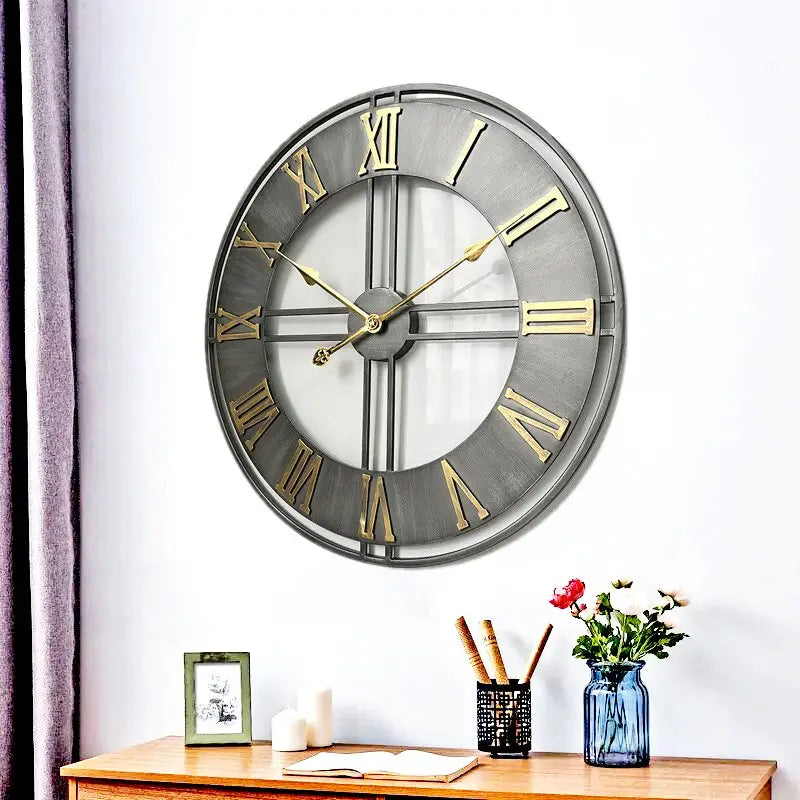 Loft-tyylinen vanhennettu metalliseinäkello – kuva 4