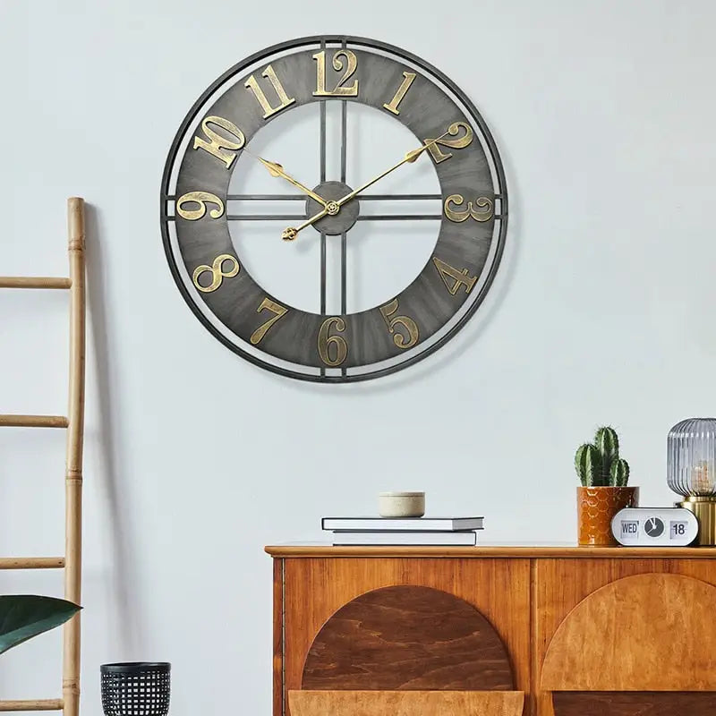 Loft-tyylinen vanhennettu metalliseinäkello – kuva 5