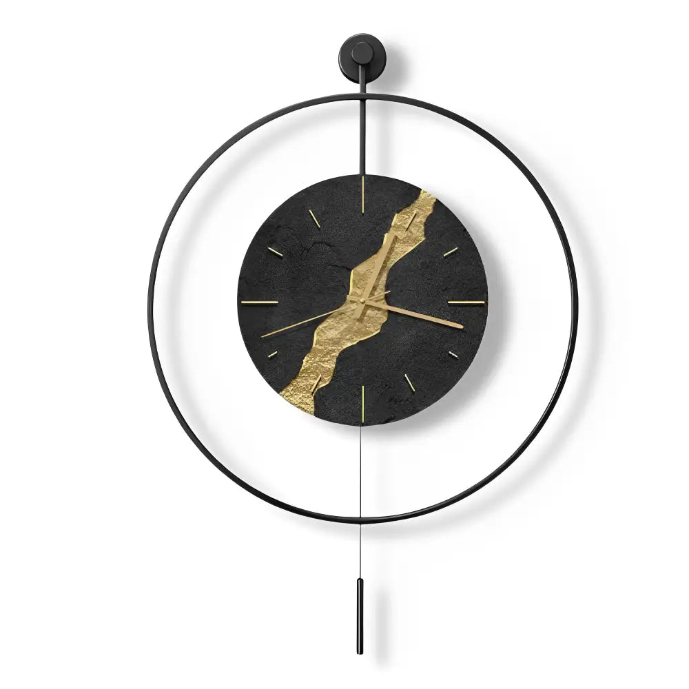 Musta-kultainen kintsugi-heiluriseinäkello – kuva 2